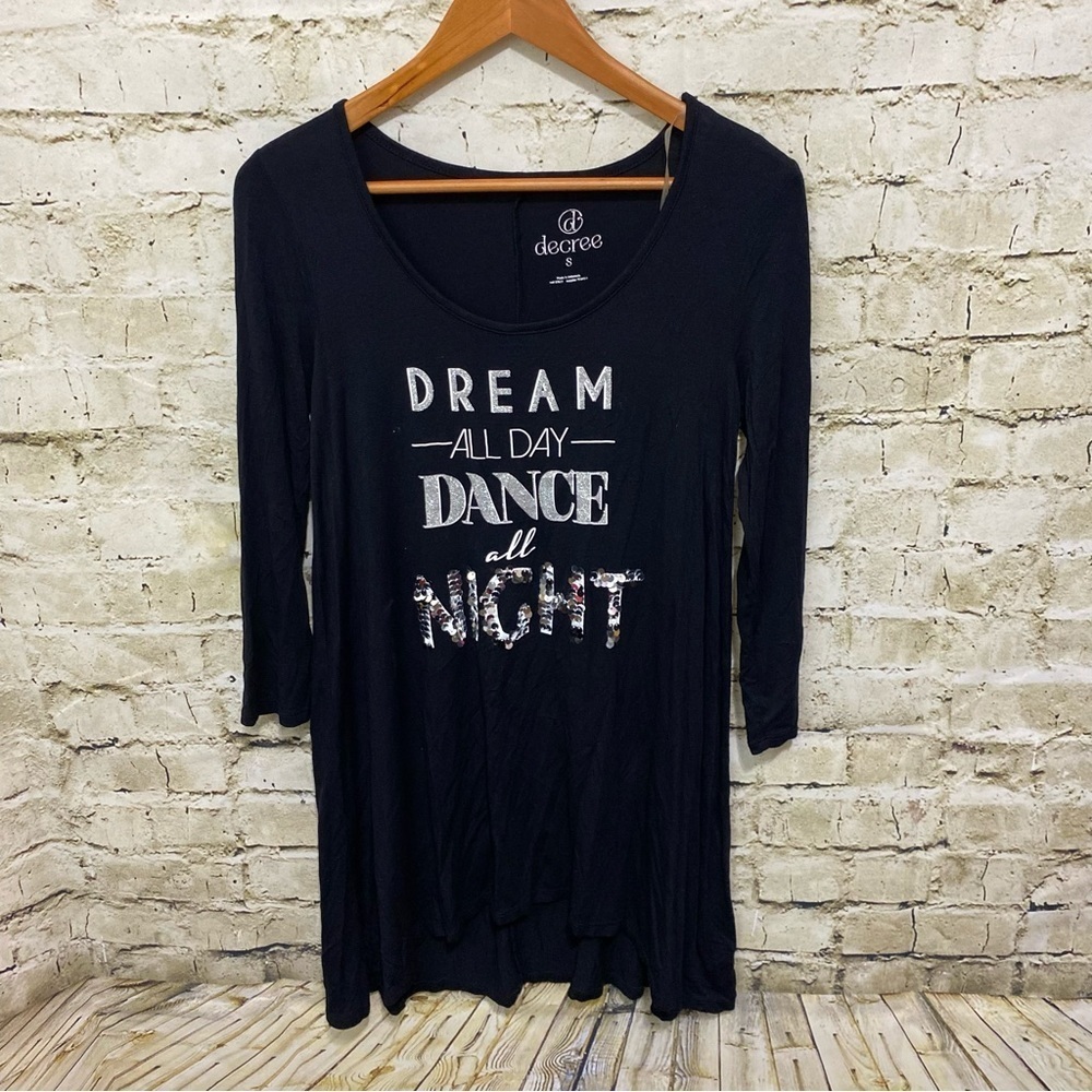 Decree‎ Black Dance All Night Sequin Night Gown Shirt